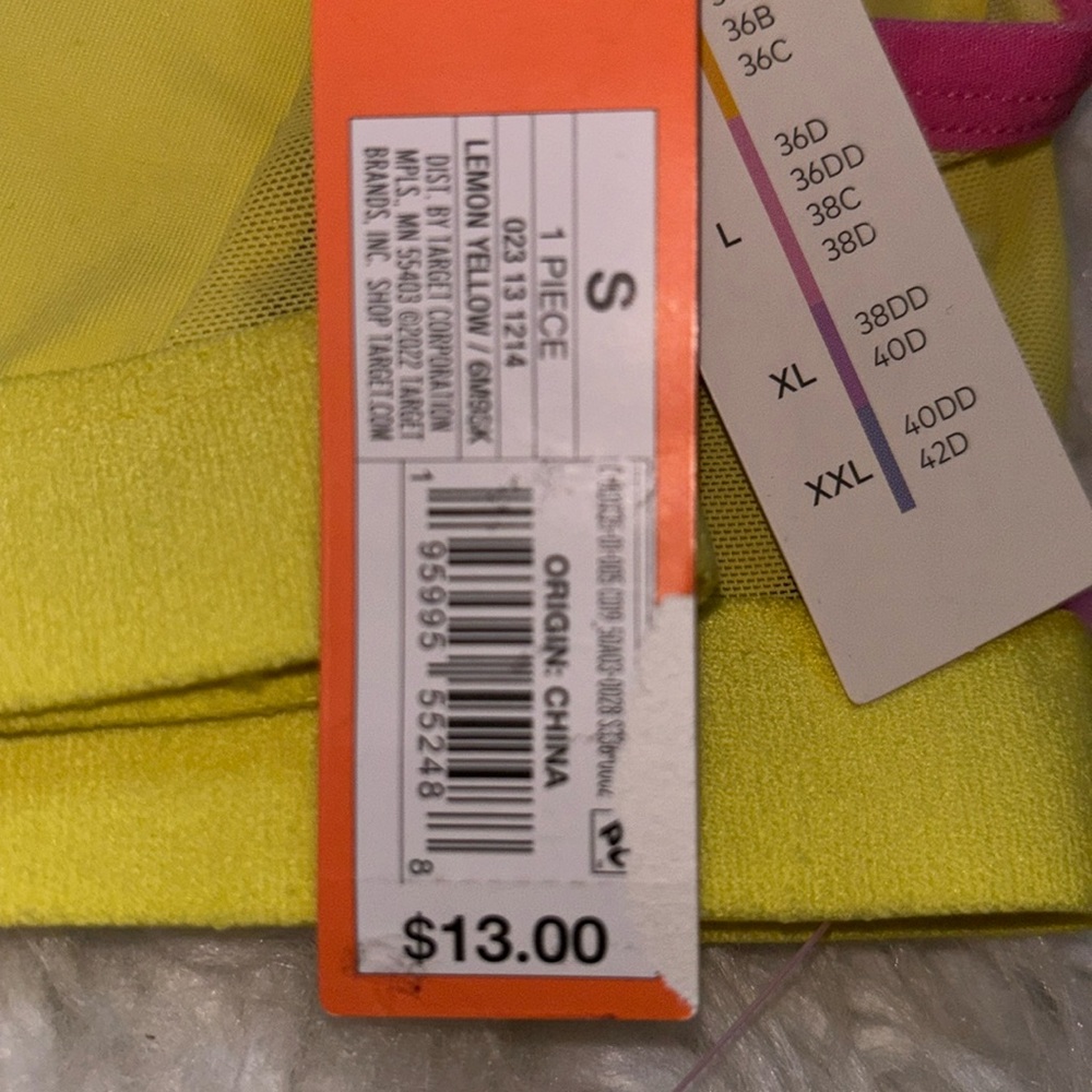 Colsie Bralette Lemon Yellow and Pink, Size S - Picture 7 of 7